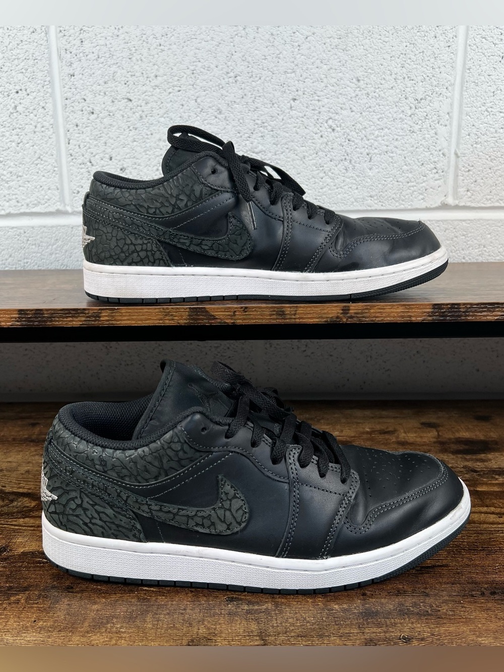 Nike Air Jordan 1 Sneakers Low Black Elephant FB9907-001 Men's 10